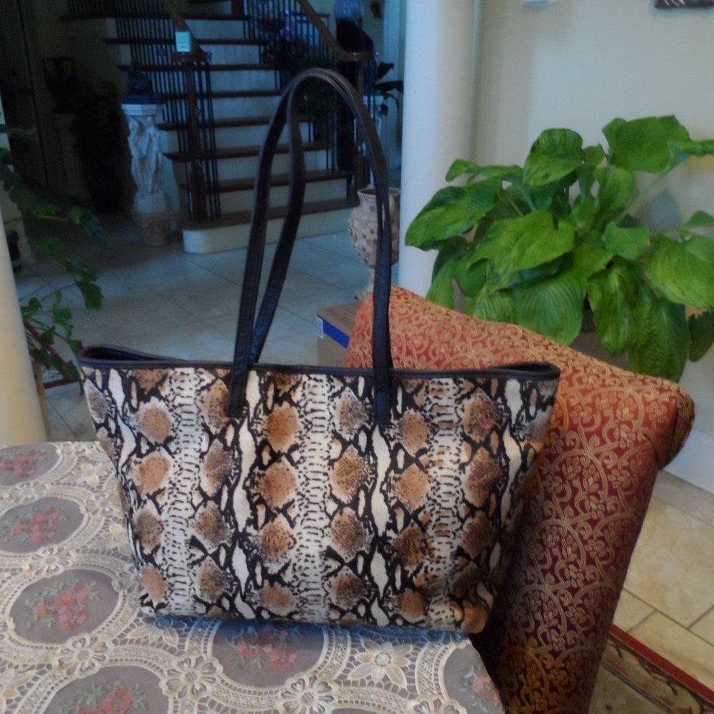 Clever Carriage Company Python Print Calf Hair La… - image 2